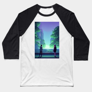 A Couple in Bridge Lofi Scenario Anime Landscape Baseball T-Shirt